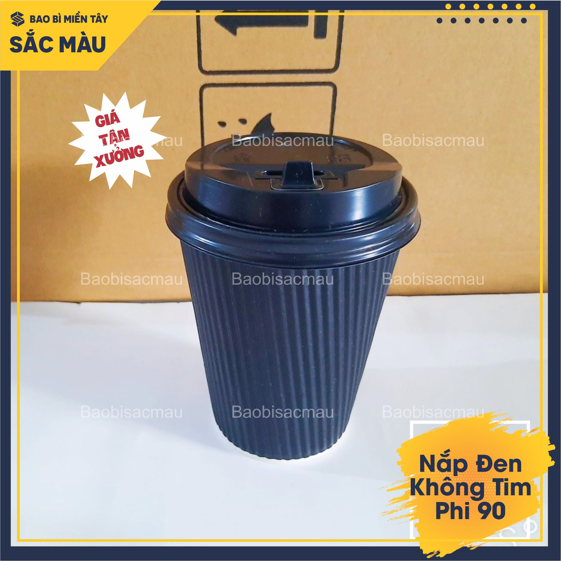 Sỉ 50 Nắp Đen nhựa phi 90mm nắp ly giấy, nắp ly tim