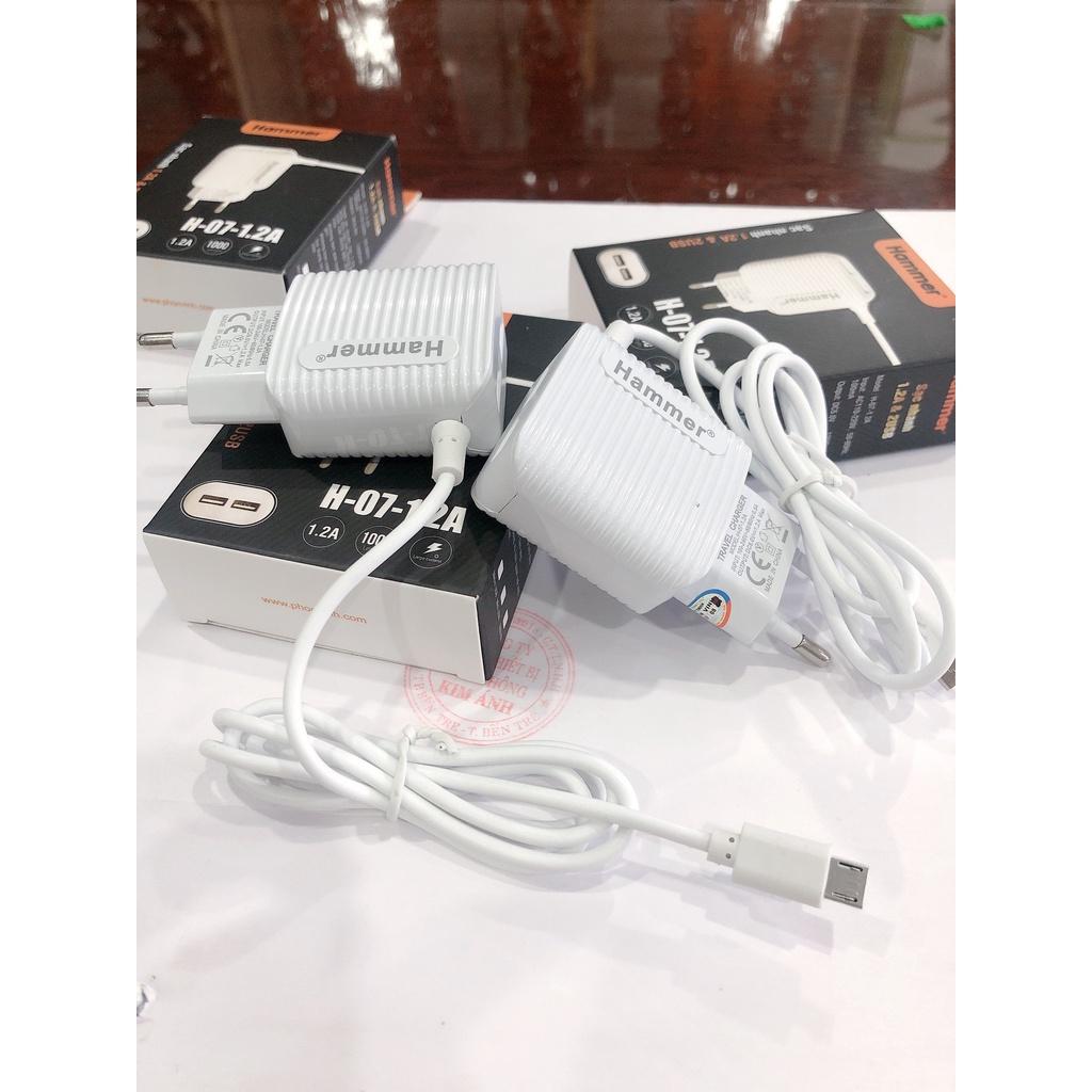 Sạc liền dây Ham 1.2A, 2 CỔNG USB, Có đèn Led, Hàng Chính Hãng
