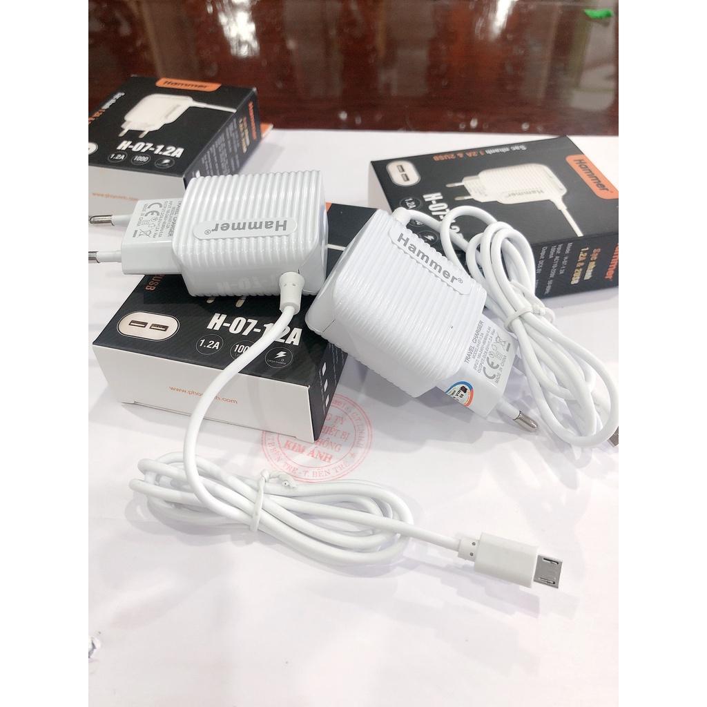 Sạc liền dây Ham 1.2A, 2 CỔNG USB, Có đèn Led, Hàng Chính Hãng 