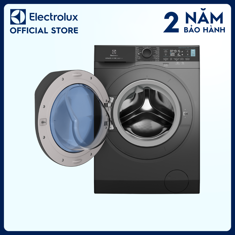 [Miễn phí giao hàng toàn quốc] Máy giặt cửa trước Electrolux 11kg UltimateCare 900 - EWF1141R9SB - Cảm biến AI loại bỏ đến 49 loại vết bẩn, không cặn giặt tẩy, công nghệ HygienicCare diệt 99.9% vi khuẩn [Hàng chính hãng]