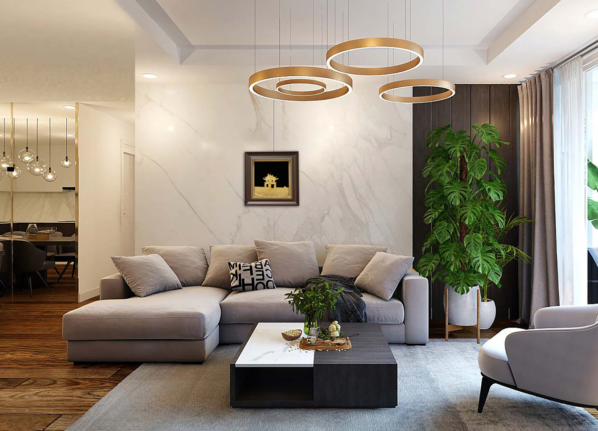 Tranh Khuê Văn Các mạ vàng 24K size lớn - Quà tặng ngoại giao cao cấp