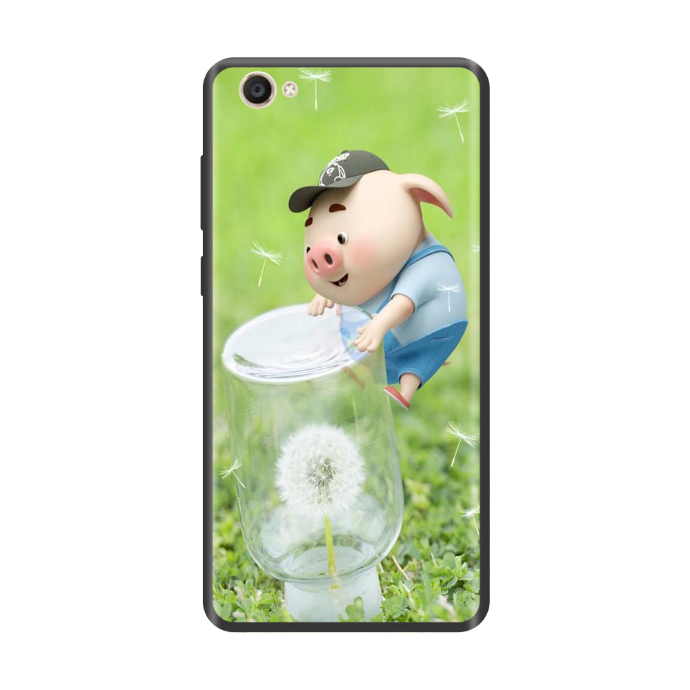 Ốp lưng cao cấp cho điện thoại VIVO Y55 in hình Heo và Hoa Bồ Công Anh
