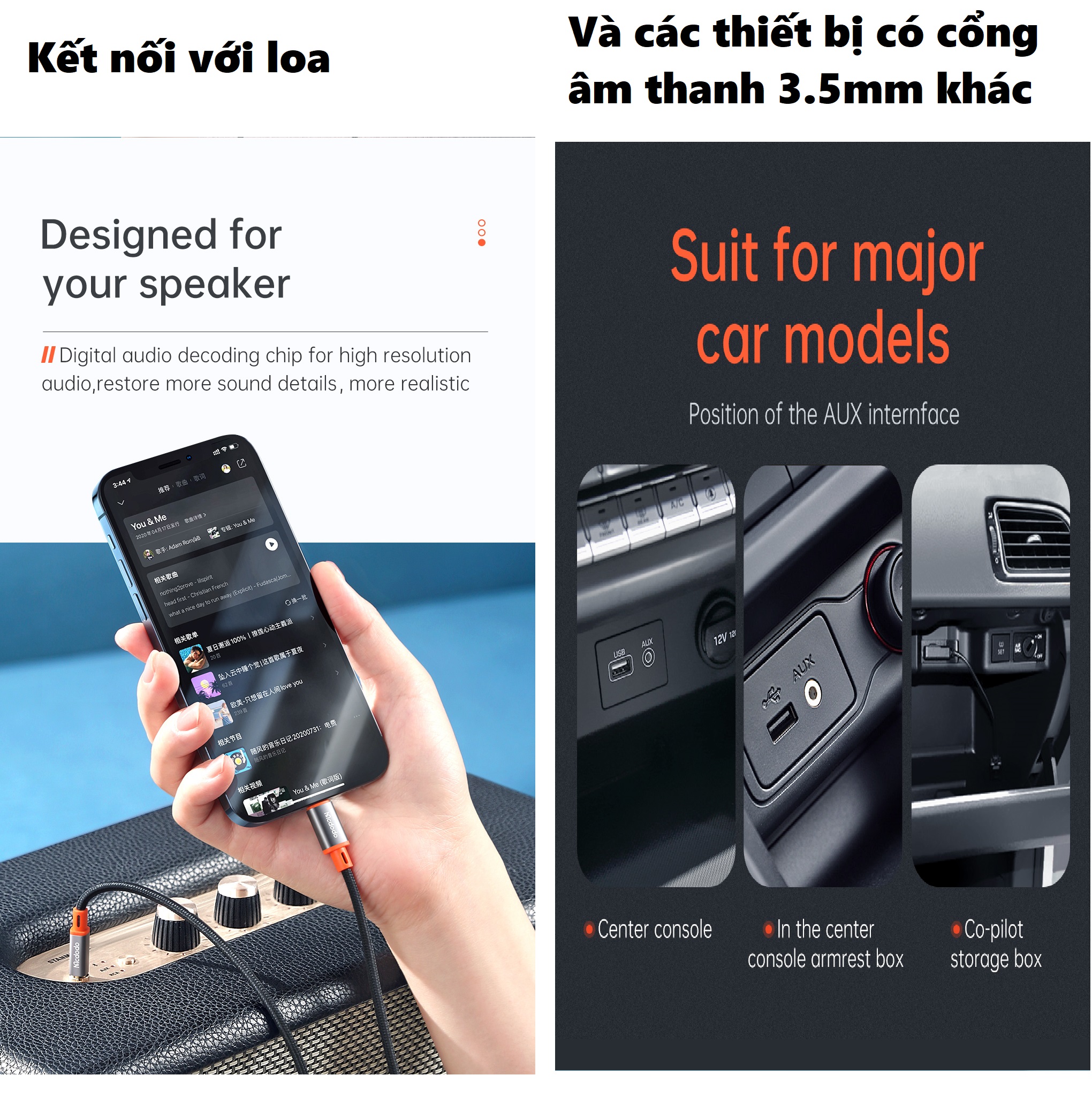 Cáp âm thanh kết nối điện thoại ip máy tính bảng type C với loa tai nghe Mcdodo CA078 CA082 _ Hàng chính hãng