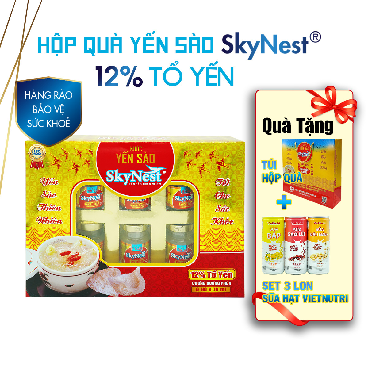 Hình ảnh Hộp quà (6 lọ x70ml) yến sào cao cấp SkyNest 12% Tổ Yến, chất lượng đạt chuẩn quốc tế, dinh dưỡng cao, hiệu quả cho hồi phục và cải thiện sức khỏe