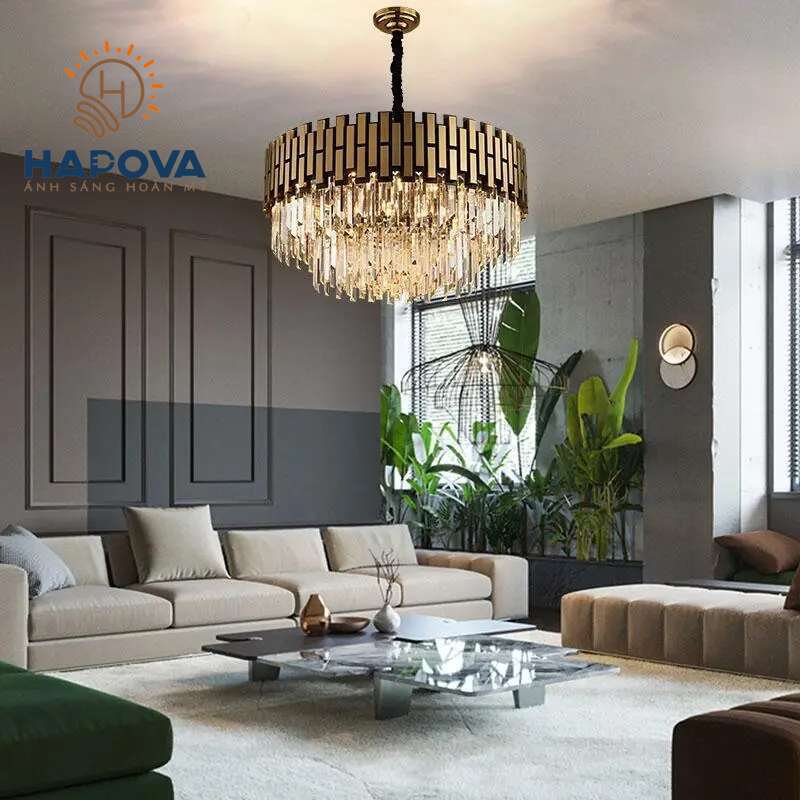 Đèn chùm pha lê cao cấp phòng khách HAPOVA KANDI MS 032 kích thước 800mm