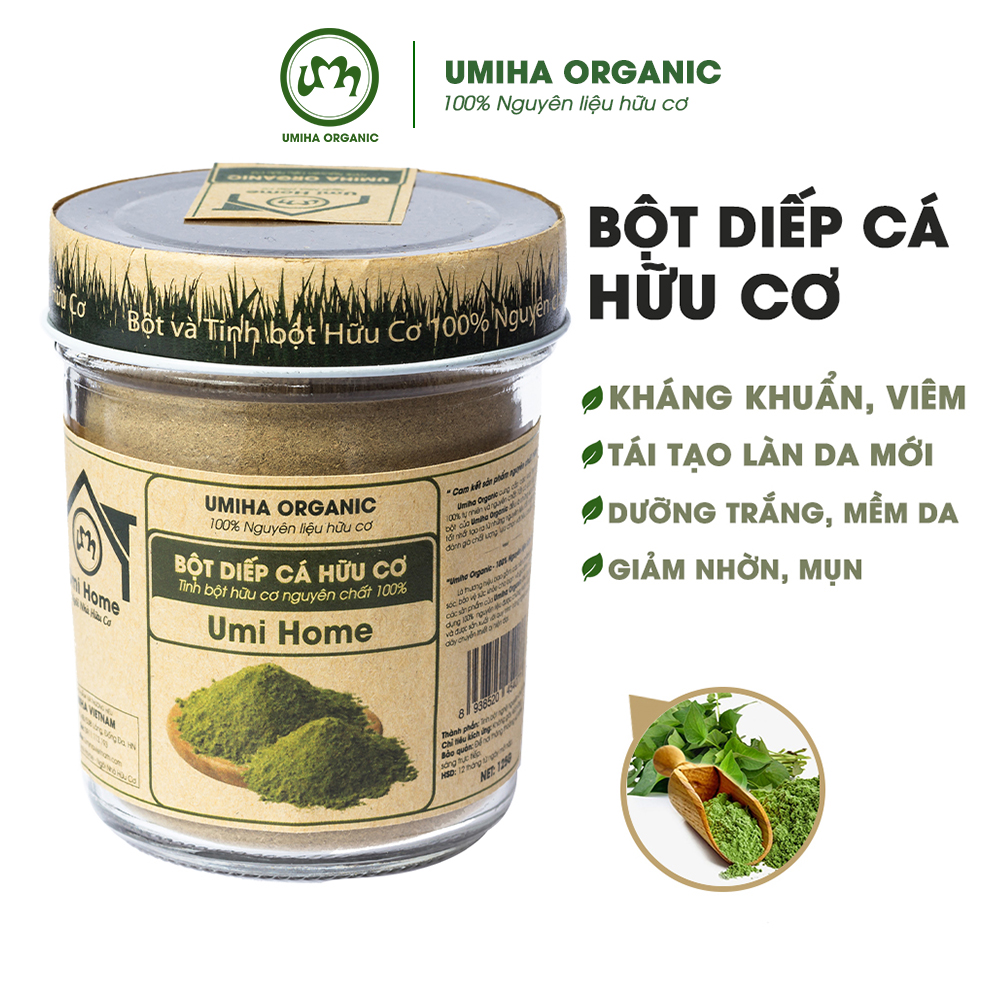 Bột Diếp Cá Nguyên Chất UMIHOME (135g) - Dùng cho thanh nhiệt giải độc, đắp mặt hỗ trợ trị mụn, giảm nhờn hiệu quả