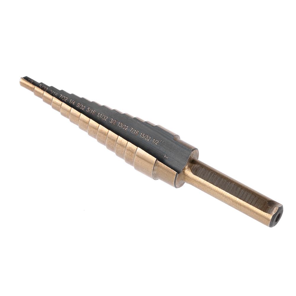 5pcs High Speed Steel 4241 Step Drill Bit Set Kit Round Shank Pagoda T-wist Drills Drilling Tool Portable for Workpiece