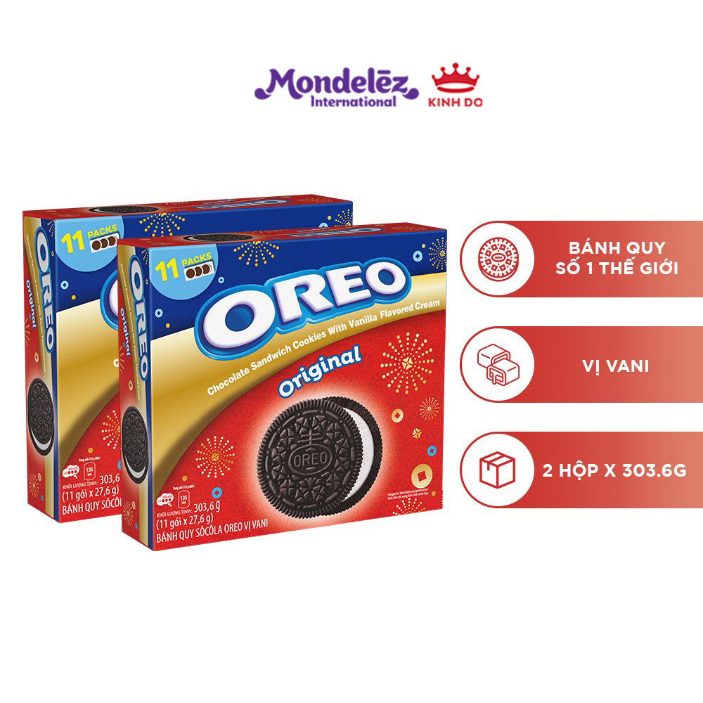 Combo 2 hộp bánh quy OREO Vanilla Red 303.6g x 2