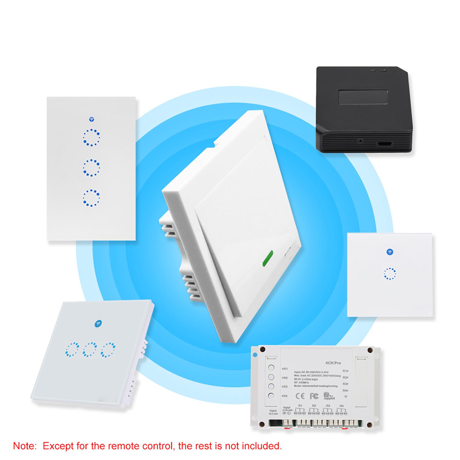 EWeLink Push Button Wall Light Switch Remote Controller 3 Gang 86 Type ON/Off Switch Panel 433MHz Wireless RF Remote Control Transmitter with Stickers Free Position Flexible For Home Living Room Bedroom