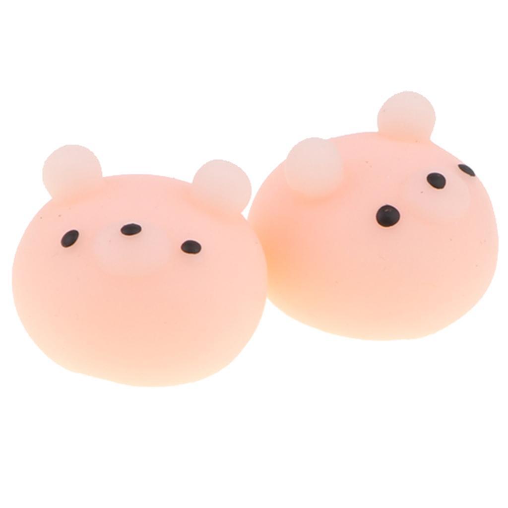 1 Pair Mini Squishy Soft Slow Rising Squishes Toy TPR Stress Relief Pink Bear Cute Toy