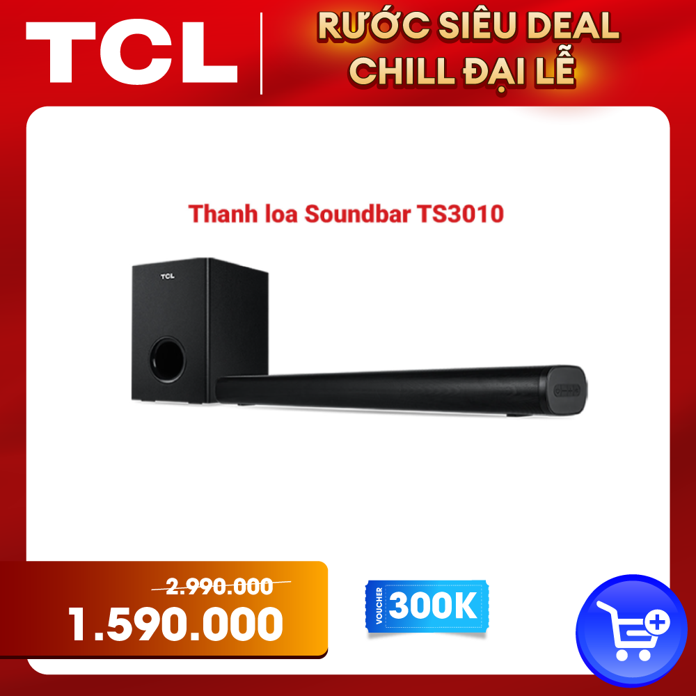 Loa Soundbar Bluetooth TCL 2.1 TS3010 - Trang bị loa siêu trầm không dây - HÀNG CHÍNH HÃNG