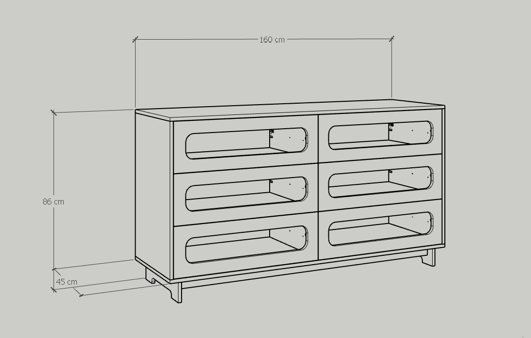 [Happy Home Furniture] MEYDAN, Tủ đựng đồ 3 tầng 6 ngăn kéo , 160cm x 45cm x 86cm ( DxRxC), THK_079