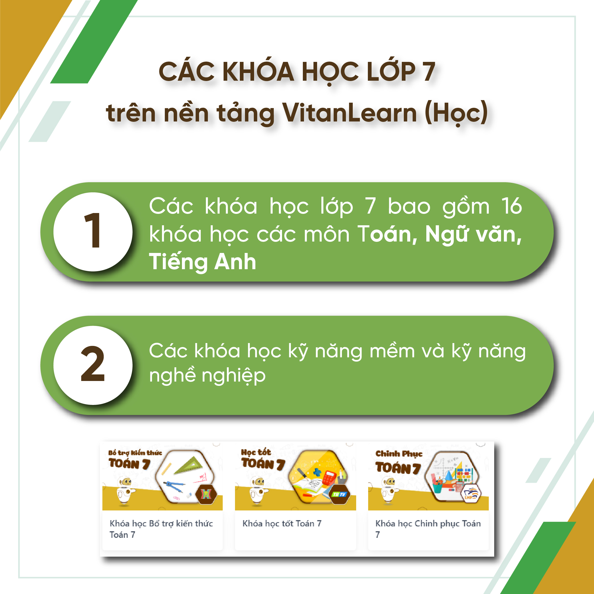 Bộ công cụ Học - Thi - Hướng nghiệp lớp 7, VitanEdu
