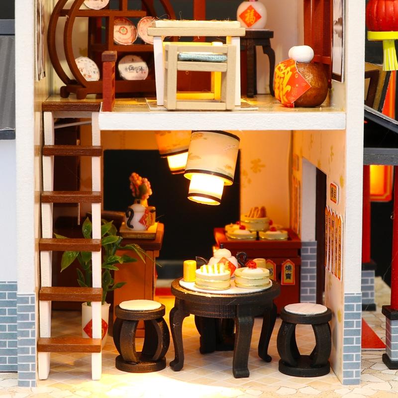 Mô hình lắp gáp gỗ đồ chơi trí tuệ mô hình nhà trọ Cổng Rồng mini thu nhỏ M901 có đèn quà tặng cho bé trẻ em