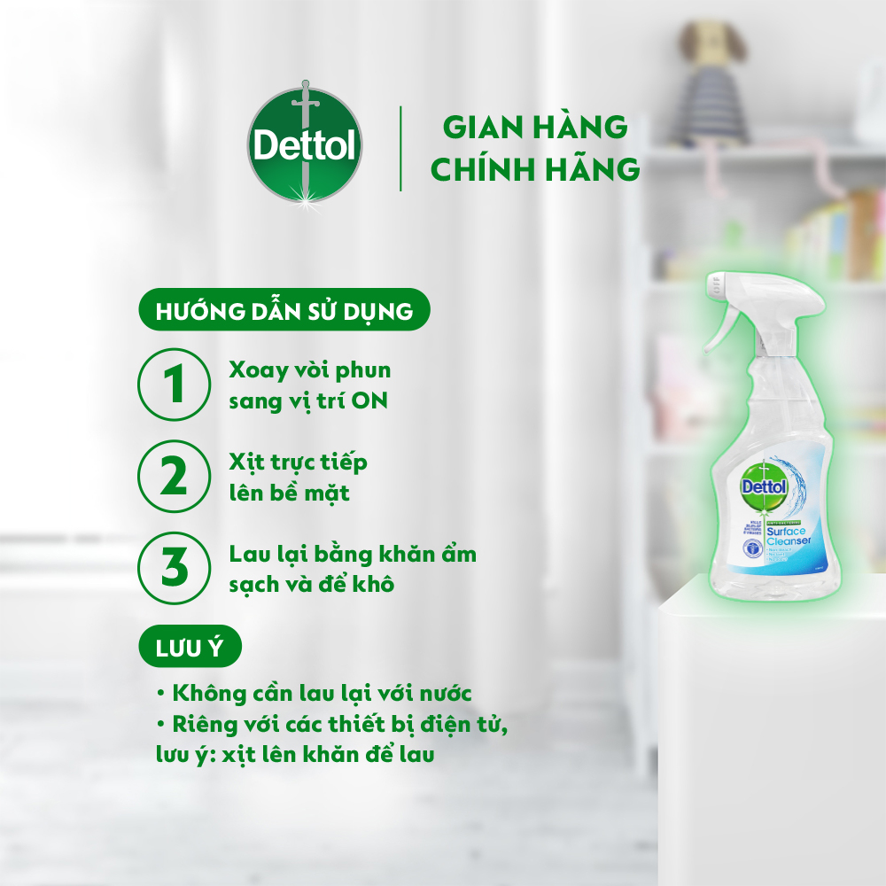 Combo 3 chai xịt vệ sinh bề mặt kháng khuẩn Dettol 500ml