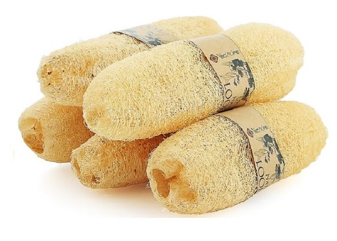 Xơ mướp trái ECOLIFE KOREA ( 20 - 25 cm ) combo 5 tặng xà phòng handmade Noni - Natural Raw Loofah Sponge