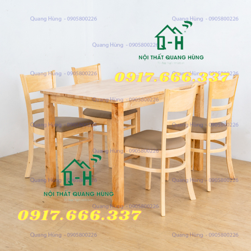 BỘ BÀN ĂN 4 GHẾ GỖ CAO SU CABIN MÀU VÀNG DÀNH CHO GIA ĐÌNH