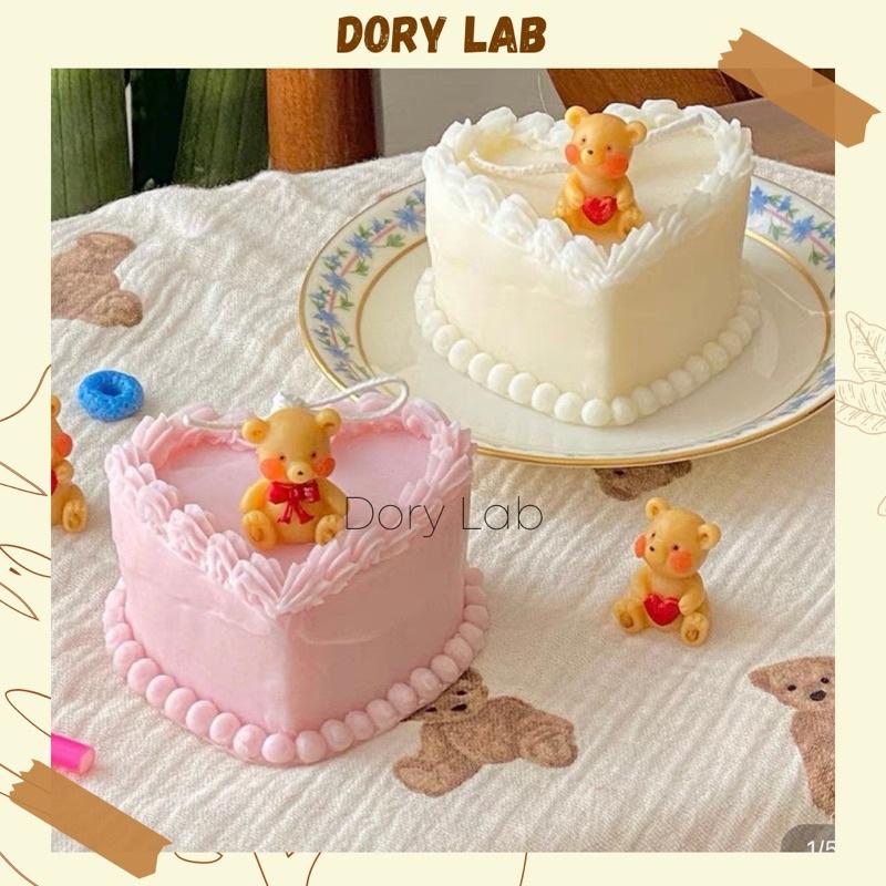Nến Thơm Tạo Hình Bánh Kem Trái Tim Mix Topping Màu Sắc - Dory Lab