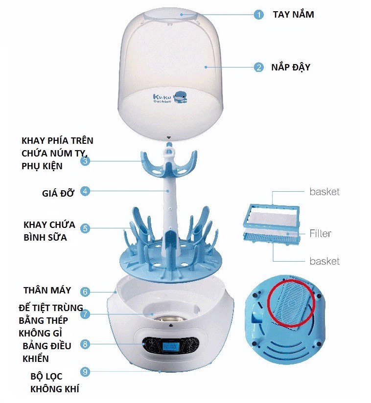 MÁY TIỆT TRÙNG VÀ SẤY KHÔ BÌNH SỮA KUKU KU9024