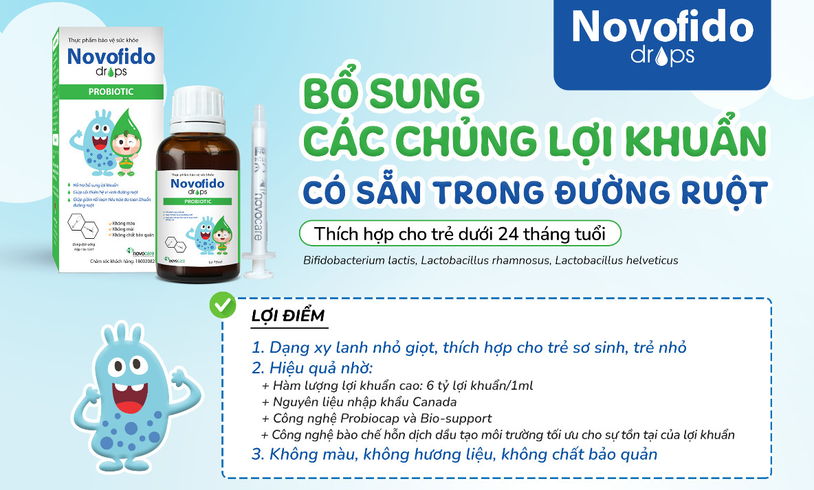 Bổ Sung Các Chủng Lợi Khuẩn Có Sẵn Trong Dường Ruột - NOVOFIDO 15ml - Thích Hợp Cho Trẻ Dưới 24 Tháng Tuổi