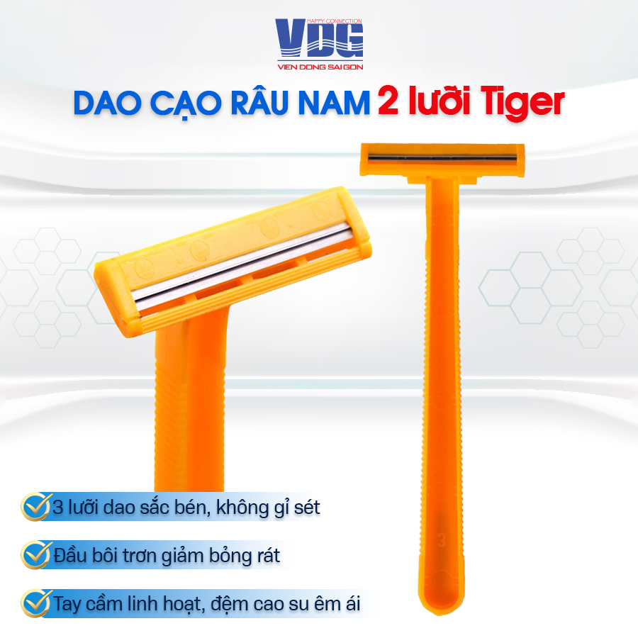 Dao cạo râu 2 lưỡi Tiger We're Men - xài 1 lần tiện lợi mang lên máy bay đi du lịch được, 2 lưỡi dao sắt bén, không gỉ sét