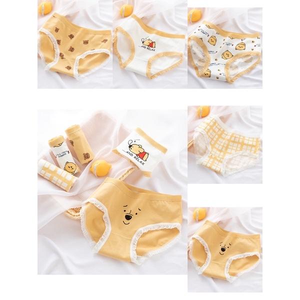 Quần Lót Nữ Cotton Nâng Mông Hình Gấu Cam siêu dễ thương QL01