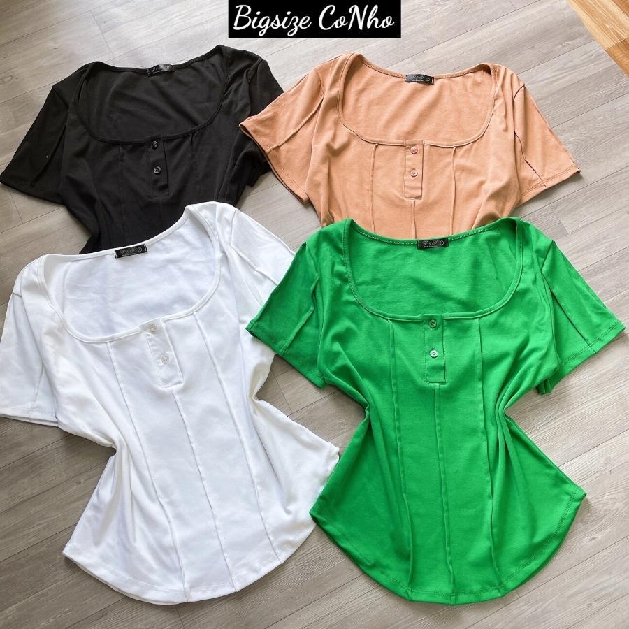 Áo thun nút bigsize oversize cổ chữ U dáng vừa cho các nàng Chuppy TNN