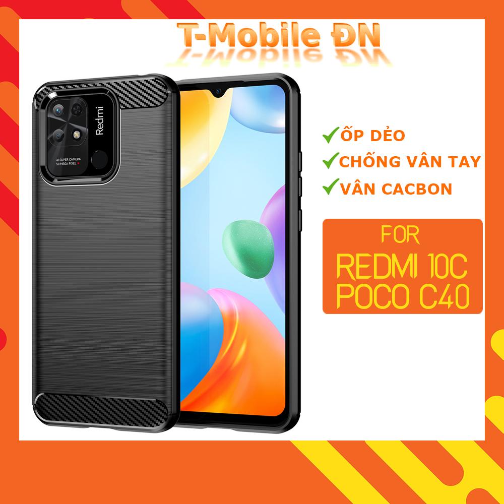 Ốp lưng dành cho Xiaomi Redmi 10C Poco C40 ốp silicone mềm Carbone phay xước chống sốc chống vân tay