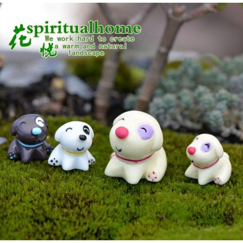 Phụ kiện chó béo ngồi dùng trang trí tiểu cảnh terrarium, cây cảnh, handmade