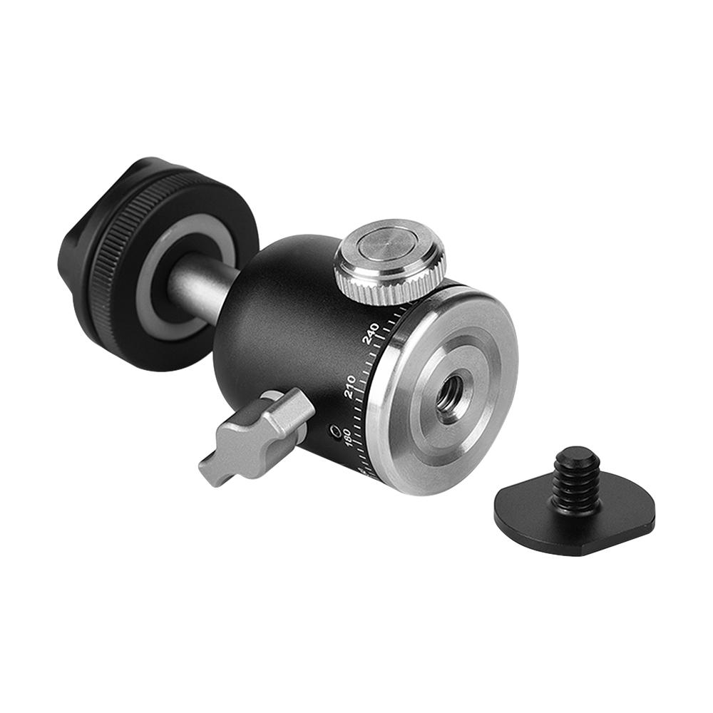 Hợp kim nhôm đa ​​chức năng Đầu toàn cảnh với Đế gắn giày nóng 1/4 Inch 360 °  Ballhead Ballhead