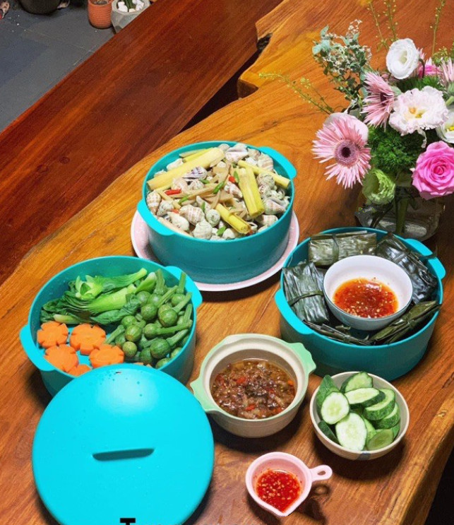 Xửng hấp Steam It Paradise Blue 3 tầng Tupperware