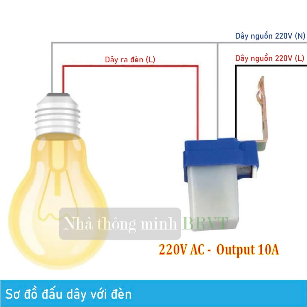 Công Tắc Cảm Biến Ánh Sáng AC220V/10A: Tự Động Bật Đèn Khi Tối, Tắt Khi Sáng