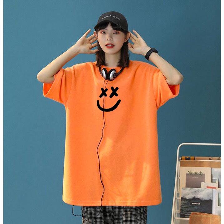 Áo Thun Áo Phông Tay Lỡ Over Size Thoitrang24h In Hình Mặt Cười Unisex Form Rộng