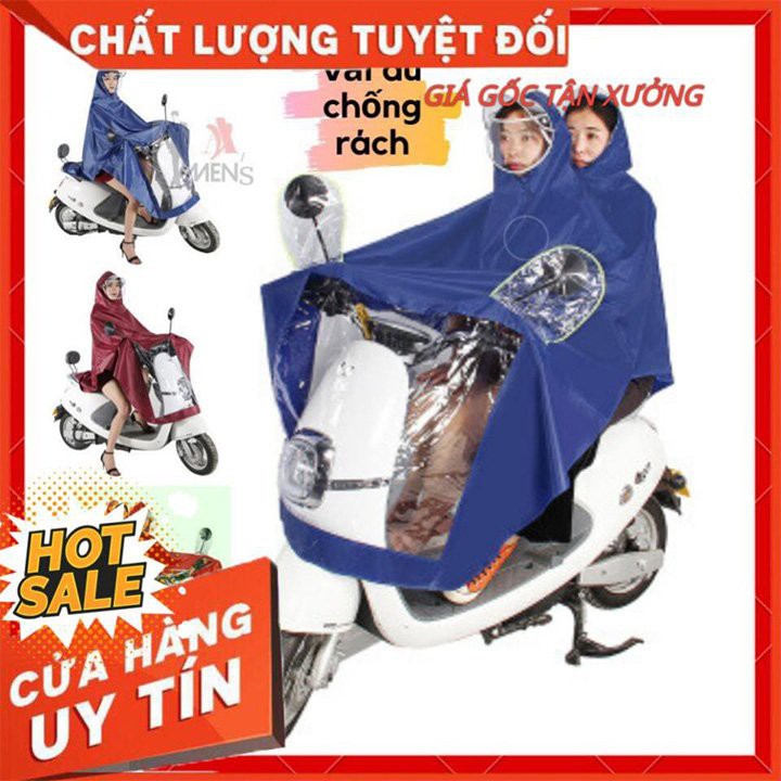 Áo Mưa Người Lớn Đi Xe Máy, 1 Đầu 2 Đầu Có Kính Che Mặt Trong Suốt, Áo Mưa Thời Trang Phản Quang Cỡ Lớn