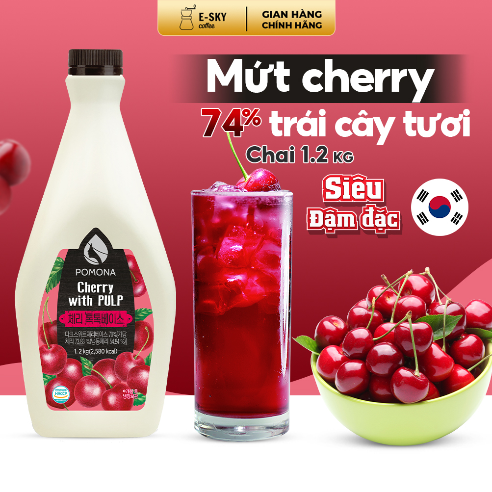 Mứt Anh Đào Cô Đặc Pomona Cherry Concentrate Nguyên Liệu Pha Chế Trà Sữa Trà Trái Cây Hàn Quốc Hàn Quốc 1,2kg