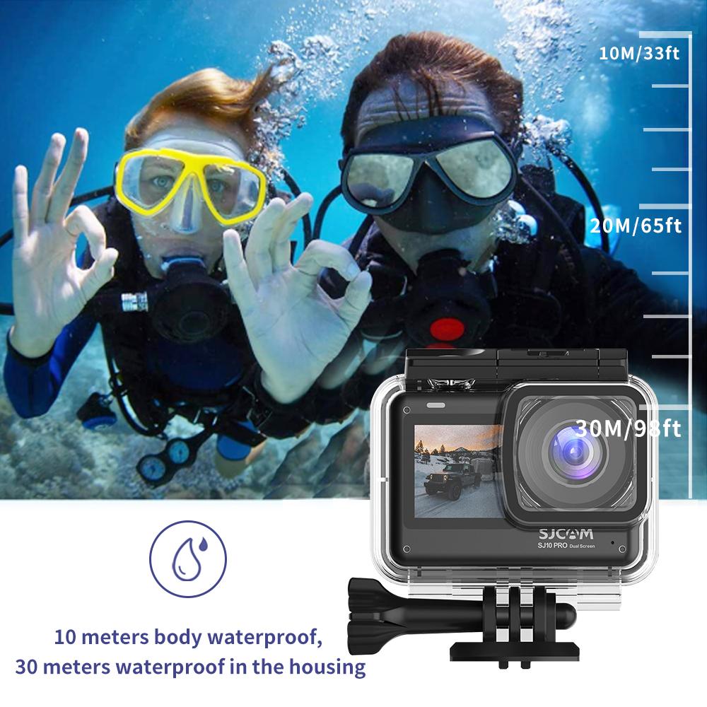SJCAM SJ10 Pro Camera Hành Động 4K/60FPS Chống Nước WiFi Con Quay Hồi Chuyển Chống Rung Xe Máy Cam Video Thể Thao Màn Hình Kép Camera Hành Động