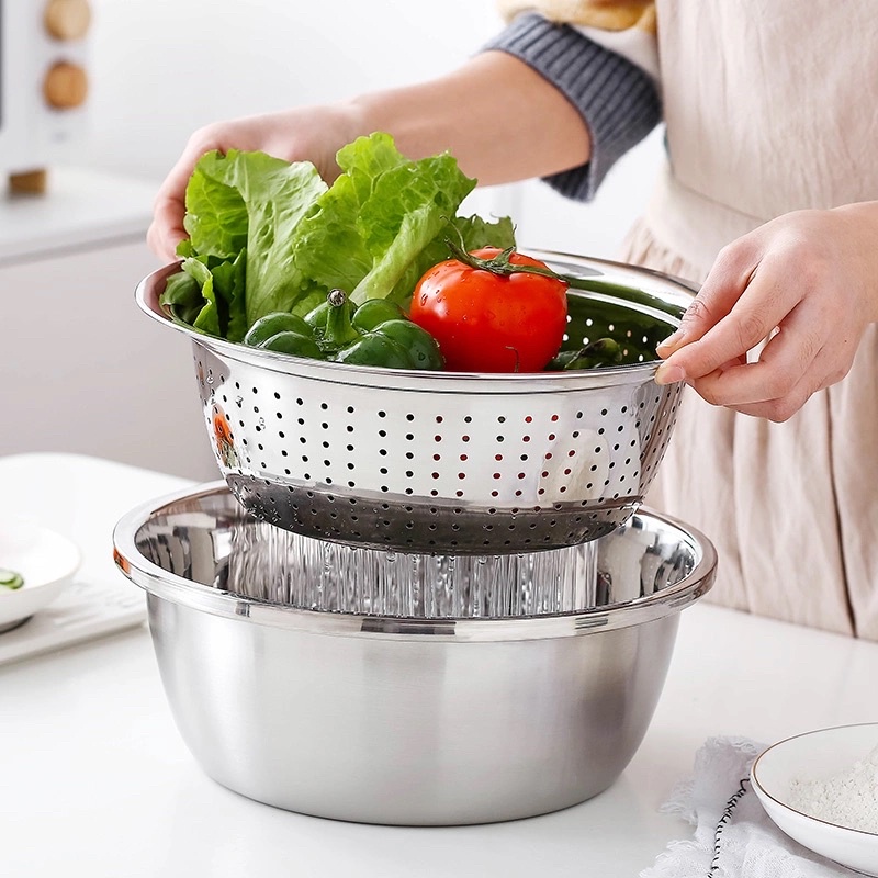 Bộ Rổ Nạo Inox 3 Món