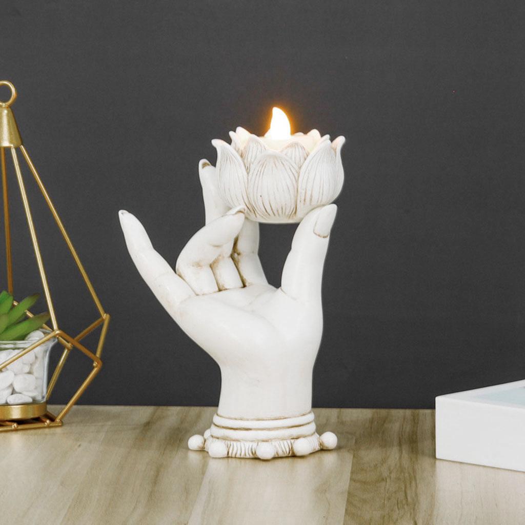 Buddha Candle Holder Statue Tealight Holder Tabletop Decoration White