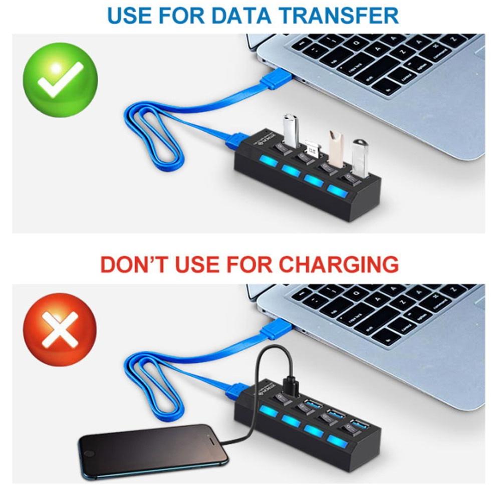 USB HUB 3.0 Multi USB Splitter 4/7 port USB Hab With Switch Power Adapter Mini Hub Splitter PC Laptop Cable Connector