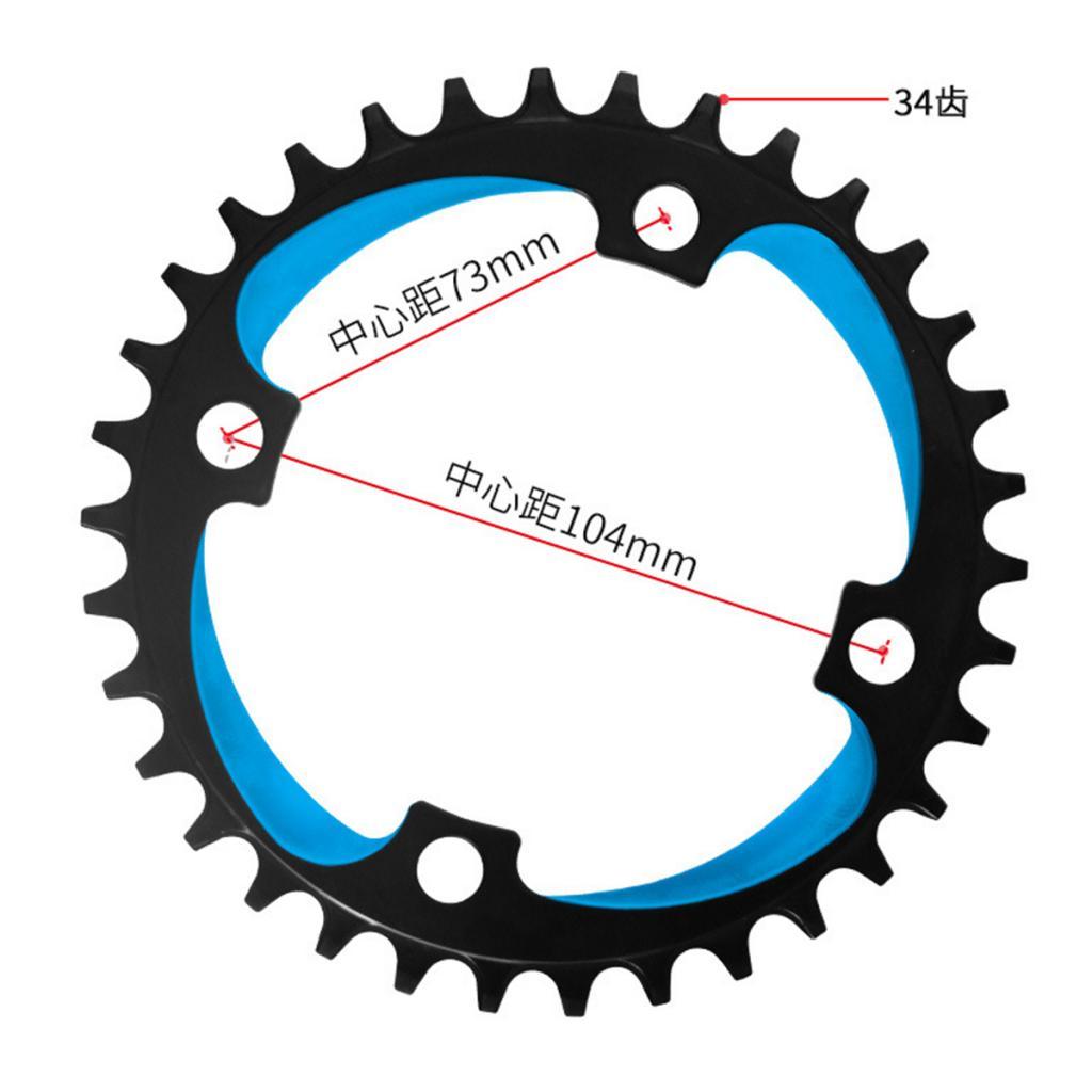 Bike Chainring, Round 104 BCD Mountain Bike Bicycle Single Speed Chainring - Lightweight Aluminum Alloy - Easy Installation - Select Colors & Sizes