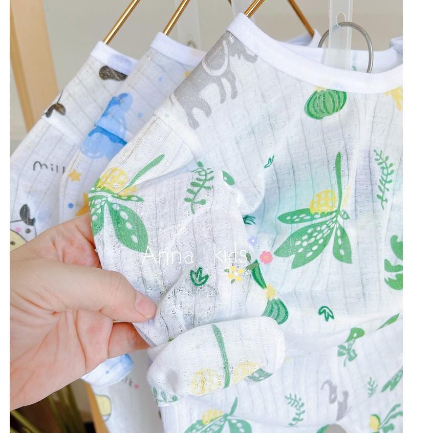 Bộ dài tay cotton giấy cài vai cho bé sơ sinh hàng đẹp - B06