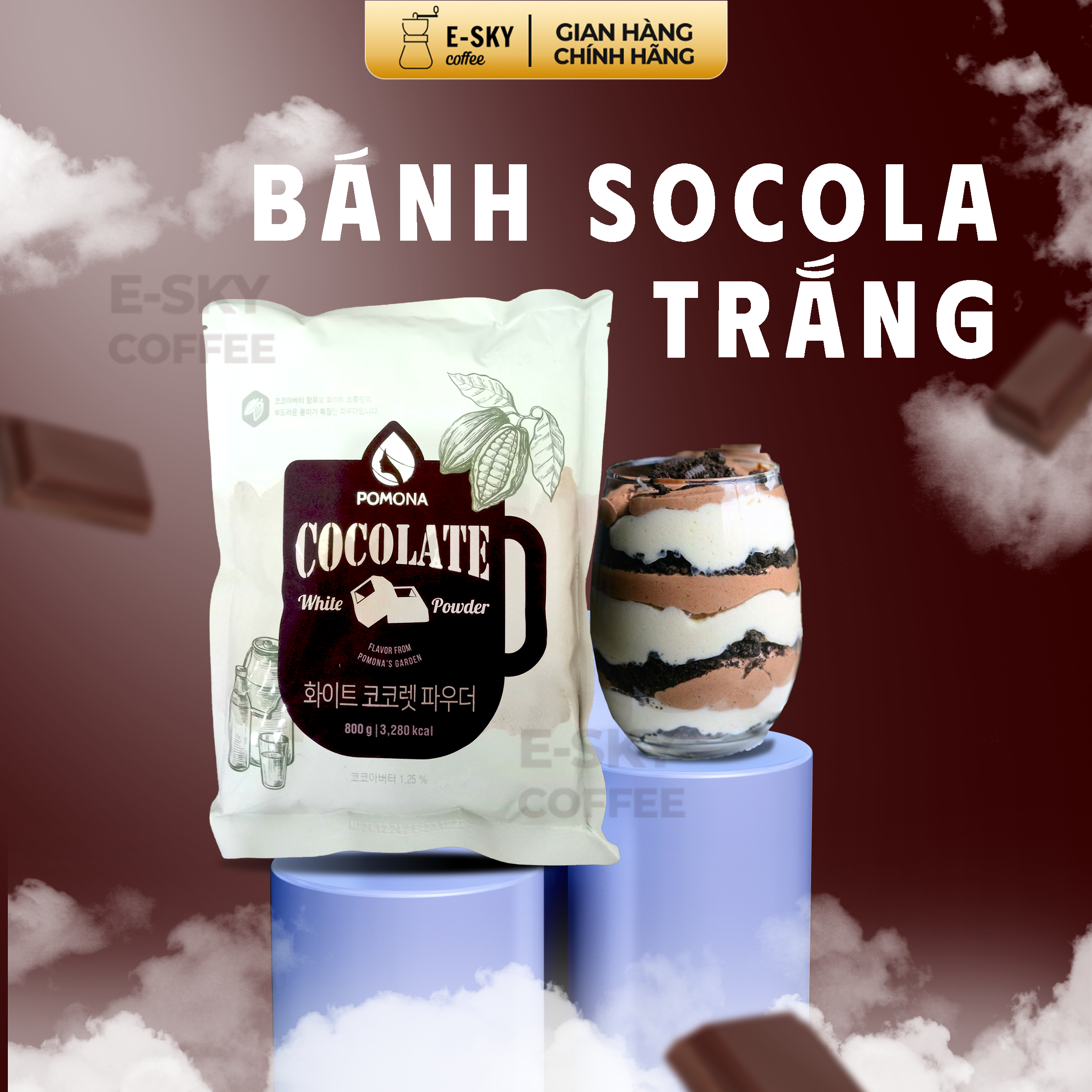 Bột Socola Trắng POMONA White Chocolate Powder Nguyên Liệu Pha Chế Cà Phê, Latte, Mocha, Trà Sữa, Sữa Lắc Hàn Quốc 800g