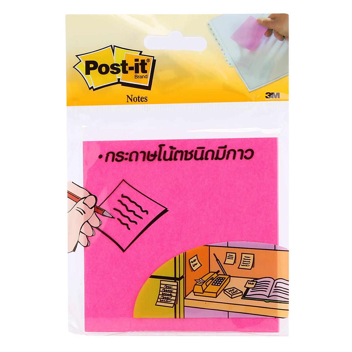 Combo 4 xấp Giấy ghi chú Post - it 3M 76x76mm màu Neon tươi sáng