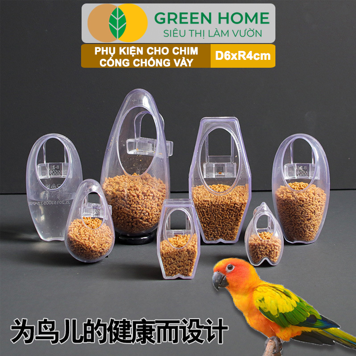 Cóng Chống Vảy Cho Chim GreenHome, Size L, Nhựa Mica, Cho Chim Chòe, Khướu, Mi,... Siêu Bền, Nhỏ Gọn