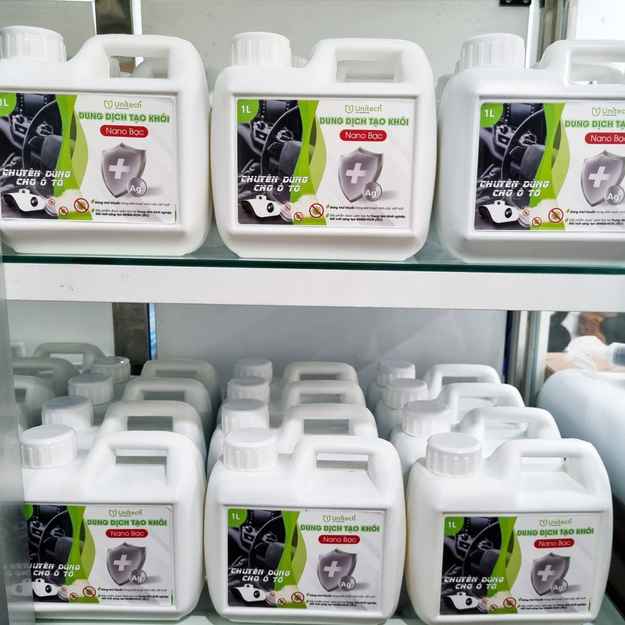DUNG DỊCH NANO BẠC DIỆT KHUẨN CHUYÊN DỤNG CHO MÁY TẠO KHÓI can 5 lít- Khử mùi ô tô, nhà cửa, nội thất