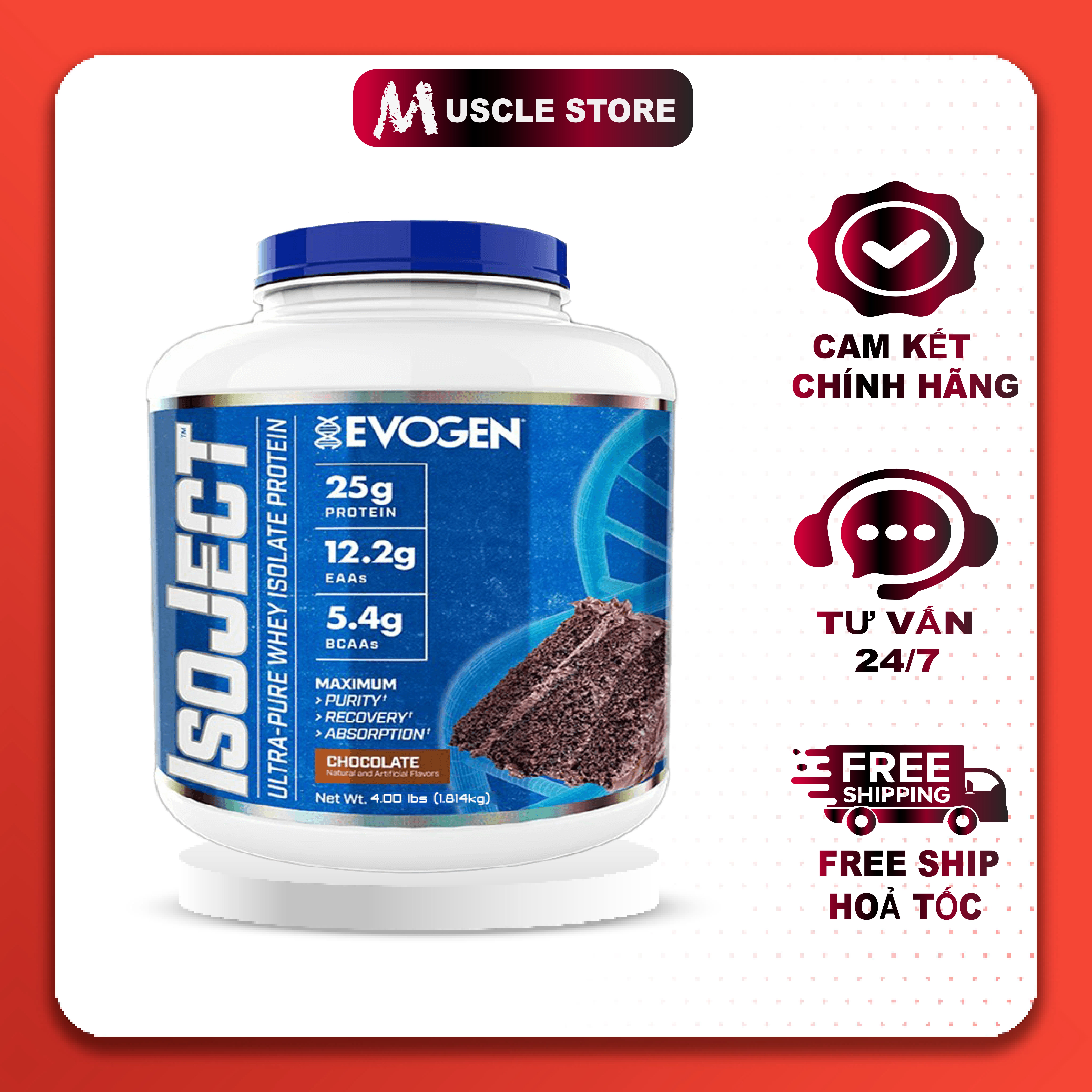 Evogen Whey Protein IsoJect - Sữa Tăng Cơ 100% Whey Protein Isolate, Hỗ Trợ Tăng Cơ