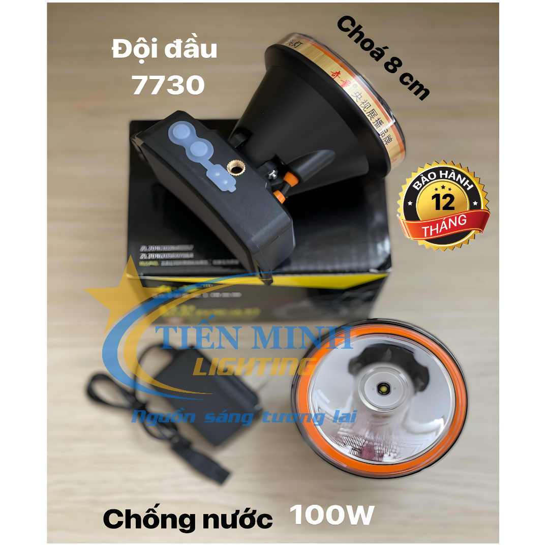 ĐÈN ĐỘI ĐẦU 7730 100W - ĐÈN ĐỘI CHỐNG NƯỚC - CHÓA 8cm