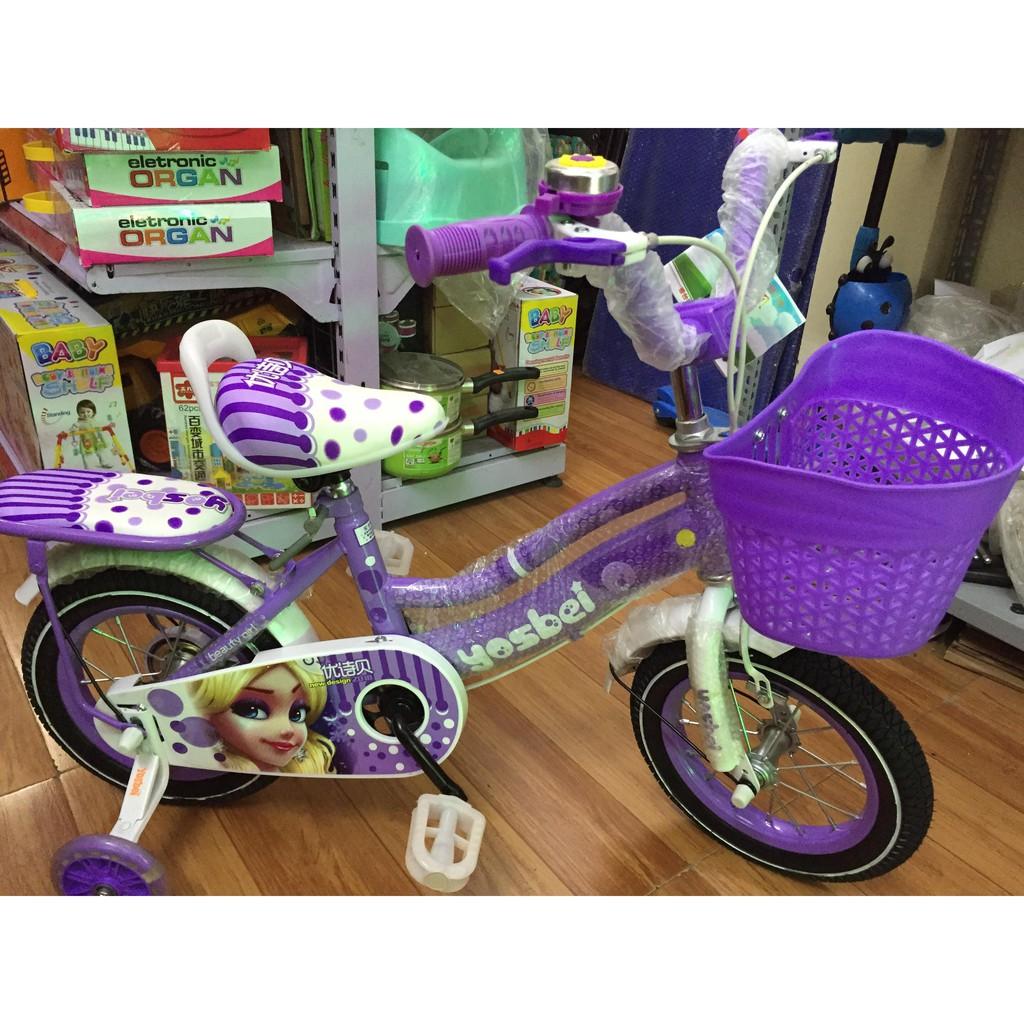 Xe Đạp Công Chúa Elsa Hồng Tím 12 inches hàng hót