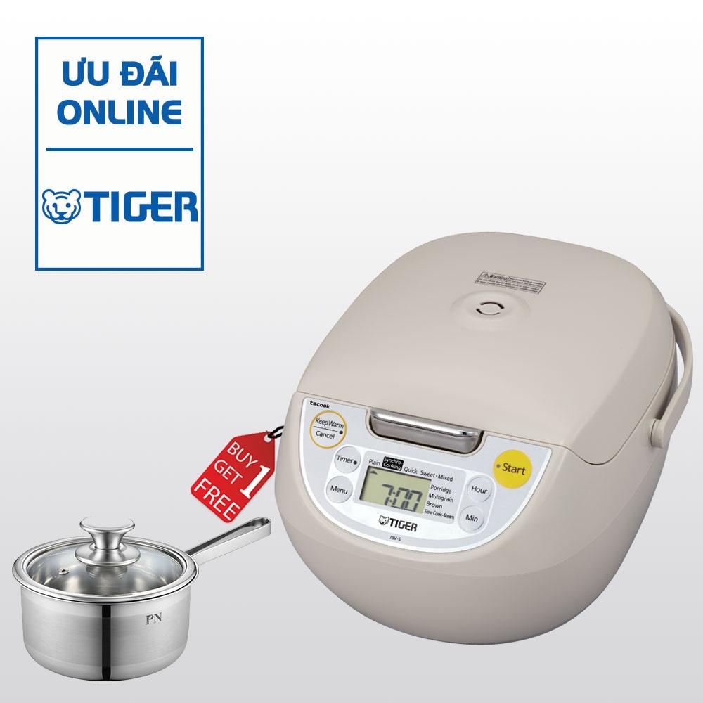 MUA 1 TẶNG 1 Nồi cơm điện tử Tiger 4 trong 1 JBV-S10W (1.0L) NHẬN 1 NỒI INOX POONGNYUN LCPT-16B(IH) - Hàng chính hãng