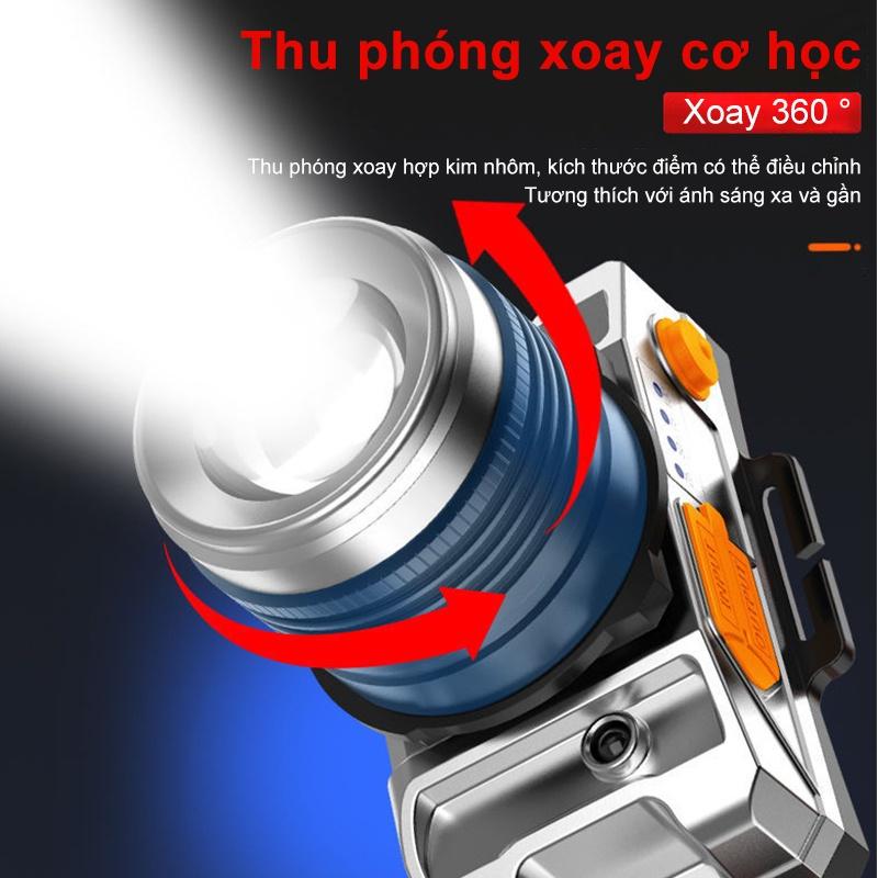 Đèn pin đội đầu 1 bóng siêu sáng chiếu xa 200m, chống thấm nước, 3 chế độ sáng có Zoom xa gần, đèn